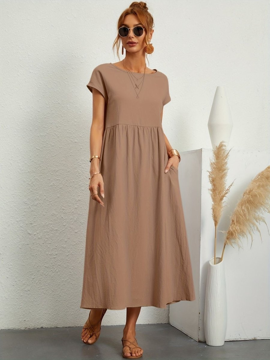 Kleid Damen | Rundhals mit kurzen Ärmeln und weitem Schnitt