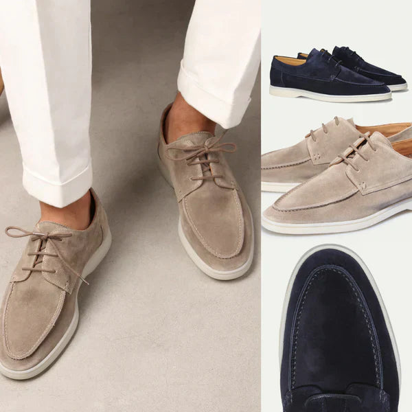 Loafer Herren | Schlupfschuh mit Nahtstruktur und flacher Sohlenform