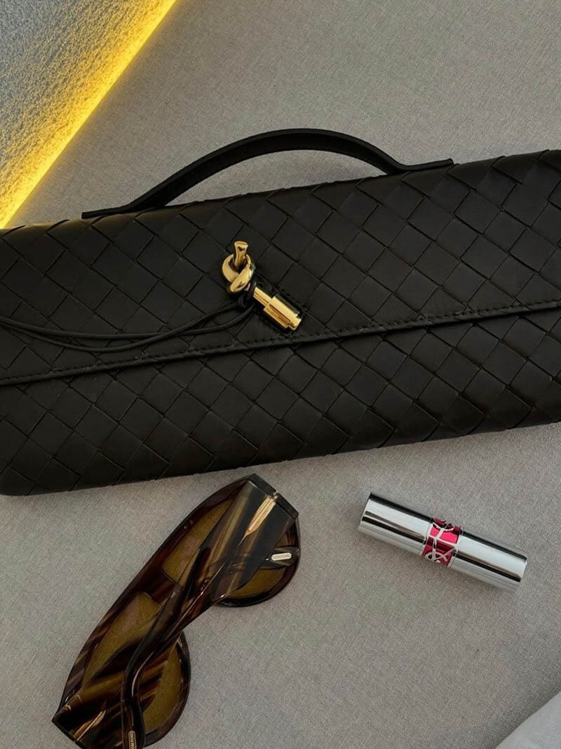 Handtasche Damen | Geflochtene Struktur mit Klappe und Drehverschluss
