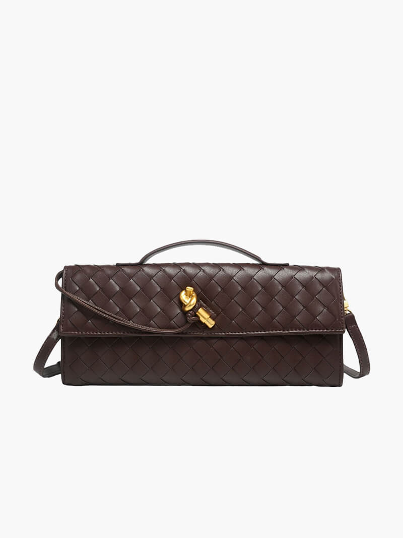 Handtasche Damen | Geflochtene Struktur mit Klappe und Drehverschluss