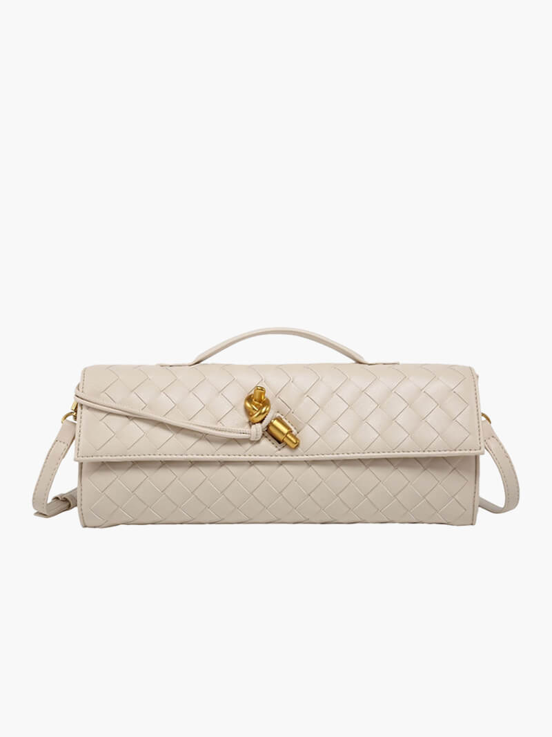Handtasche Damen | Geflochtene Struktur mit Klappe und Drehverschluss