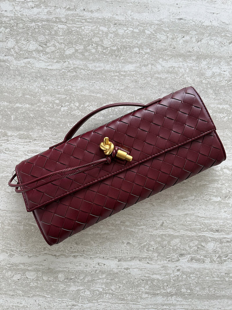 Handtasche Damen | Geflochtene Struktur mit Klappe und Drehverschluss