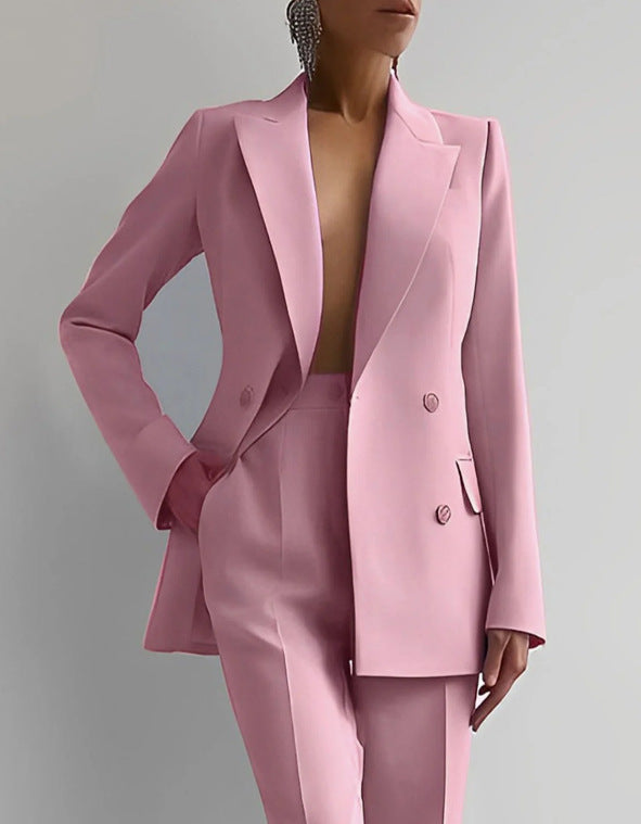 Zweiteiler Damen | Blazer mit Knopfleiste und langer Hose