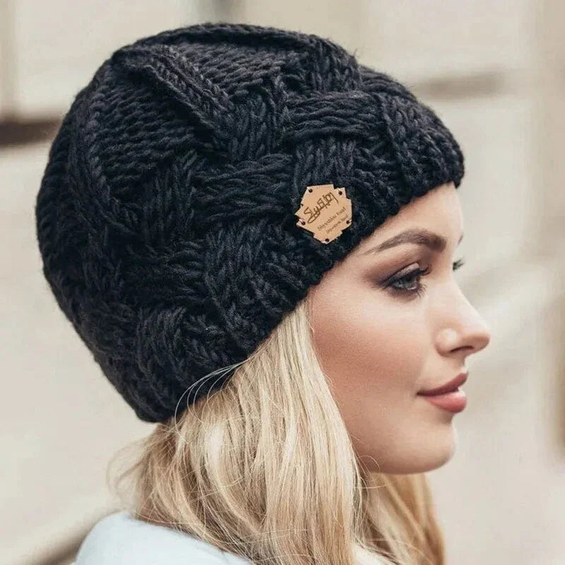 Mütze Damen | Strickstruktur mit Umschlagrand