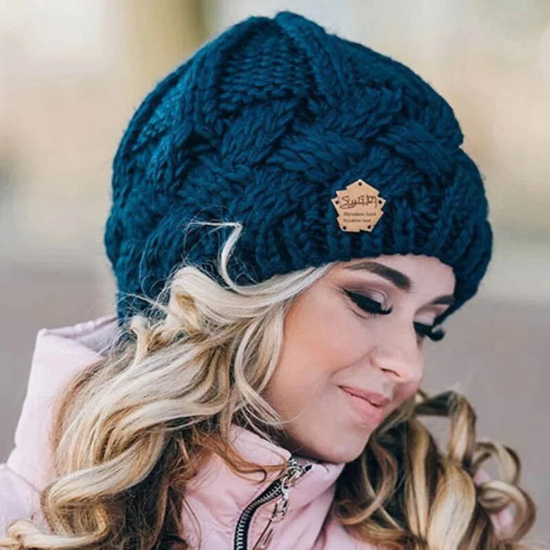 Mütze Damen | Strickstruktur mit Umschlagrand
