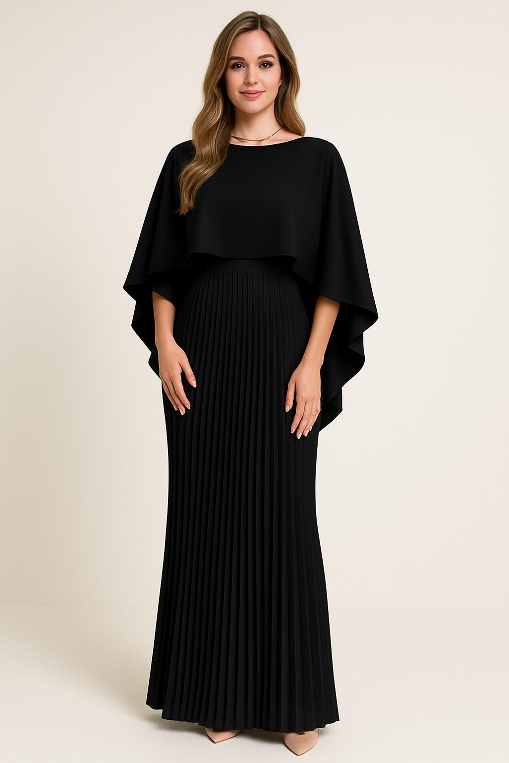 Maxikleid Damen | Batwing-Ärmel und durchgehende Rocklänge
