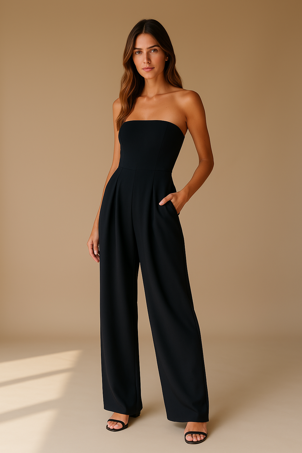 Jumpsuit Damen | Trägerlos mit weiter Beinführung