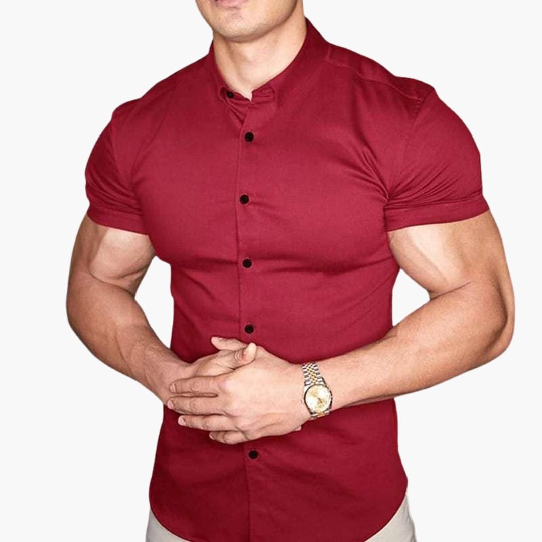 Kurzarmhemd Herren | Knopfleiste mit Kragen und schmaler Form