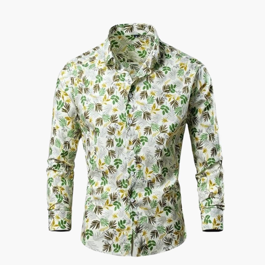 Hemd Herren | Langarm mit Knopfleiste und floralem Muster
