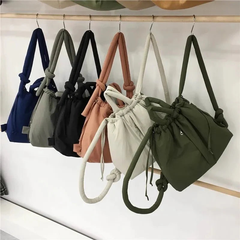 Handtasche Damen | Gepolsterte Form mit Kordelzug und Griff