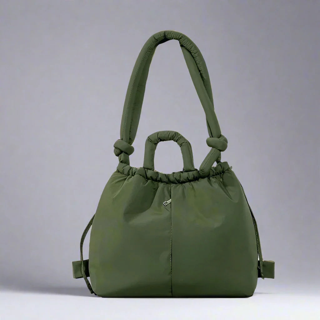 Handtasche Damen | Gepolsterte Form mit Kordelzug und Griff