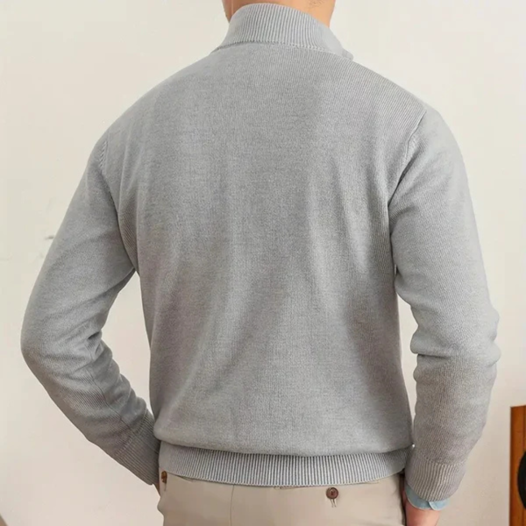 Herren Pullover | hoher Kragen mit halbem Reißverschluss