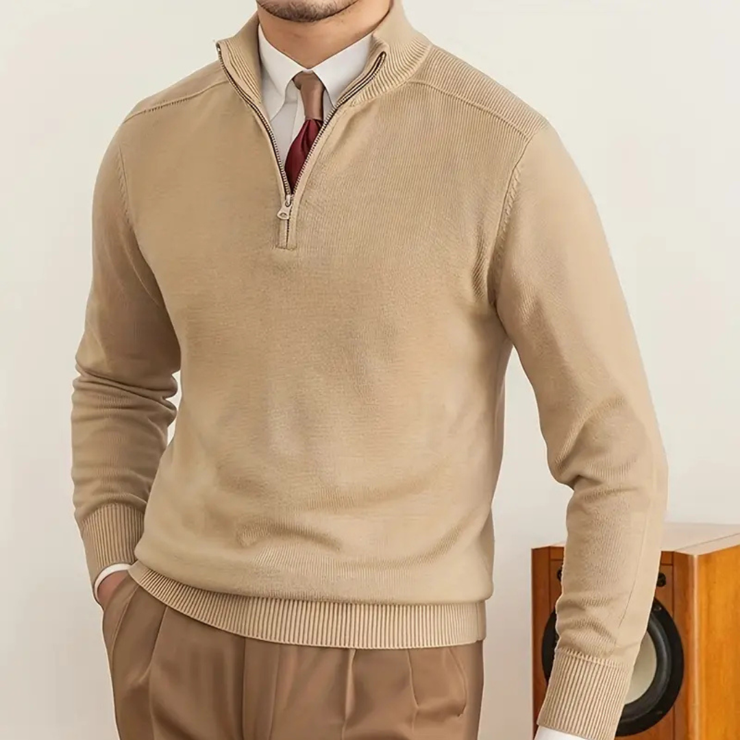 Herren Pullover | hoher Kragen mit halbem Reißverschluss