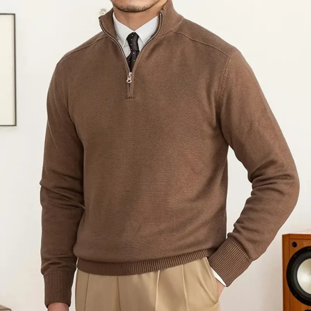 Herren Pullover | hoher Kragen mit halbem Reißverschluss
