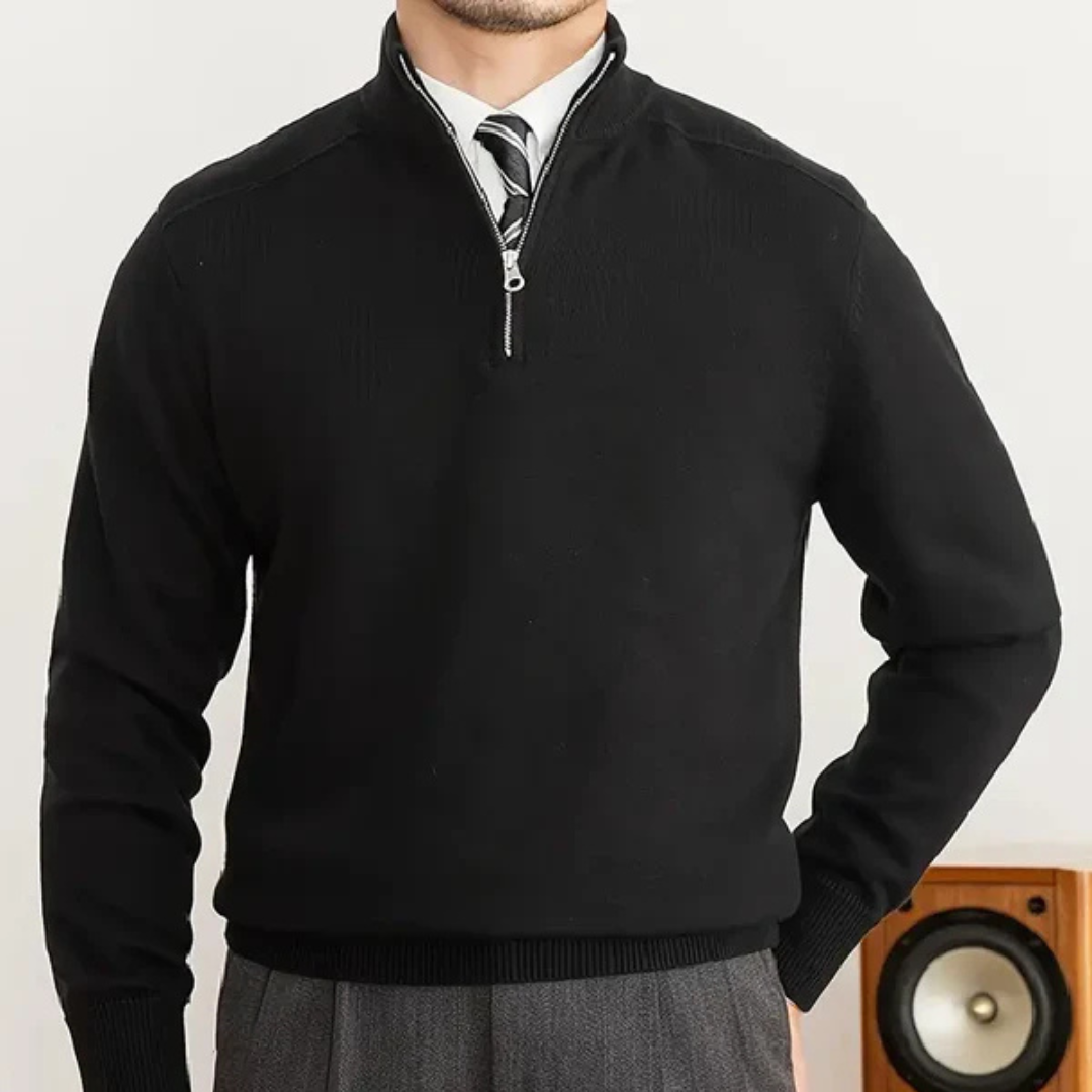 Herren Pullover | hoher Kragen mit halbem Reißverschluss