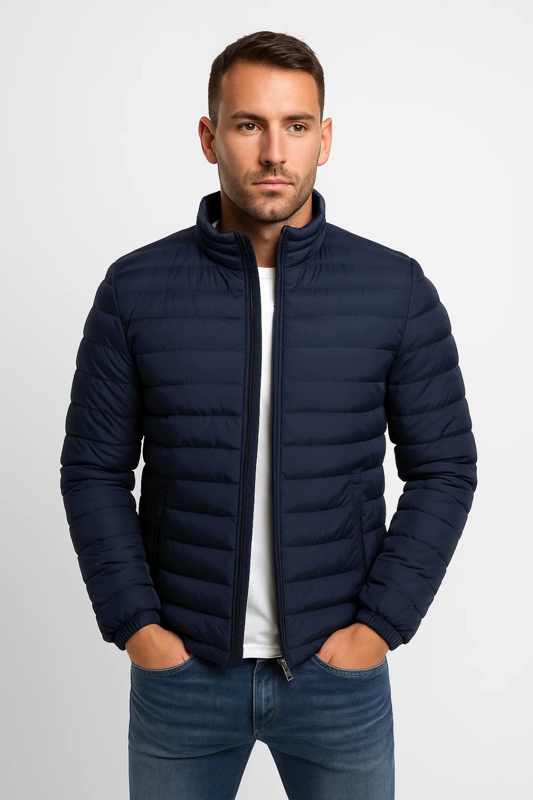 Herren Jacke | Steppdesign mit Stehkragen und Reißverschluss