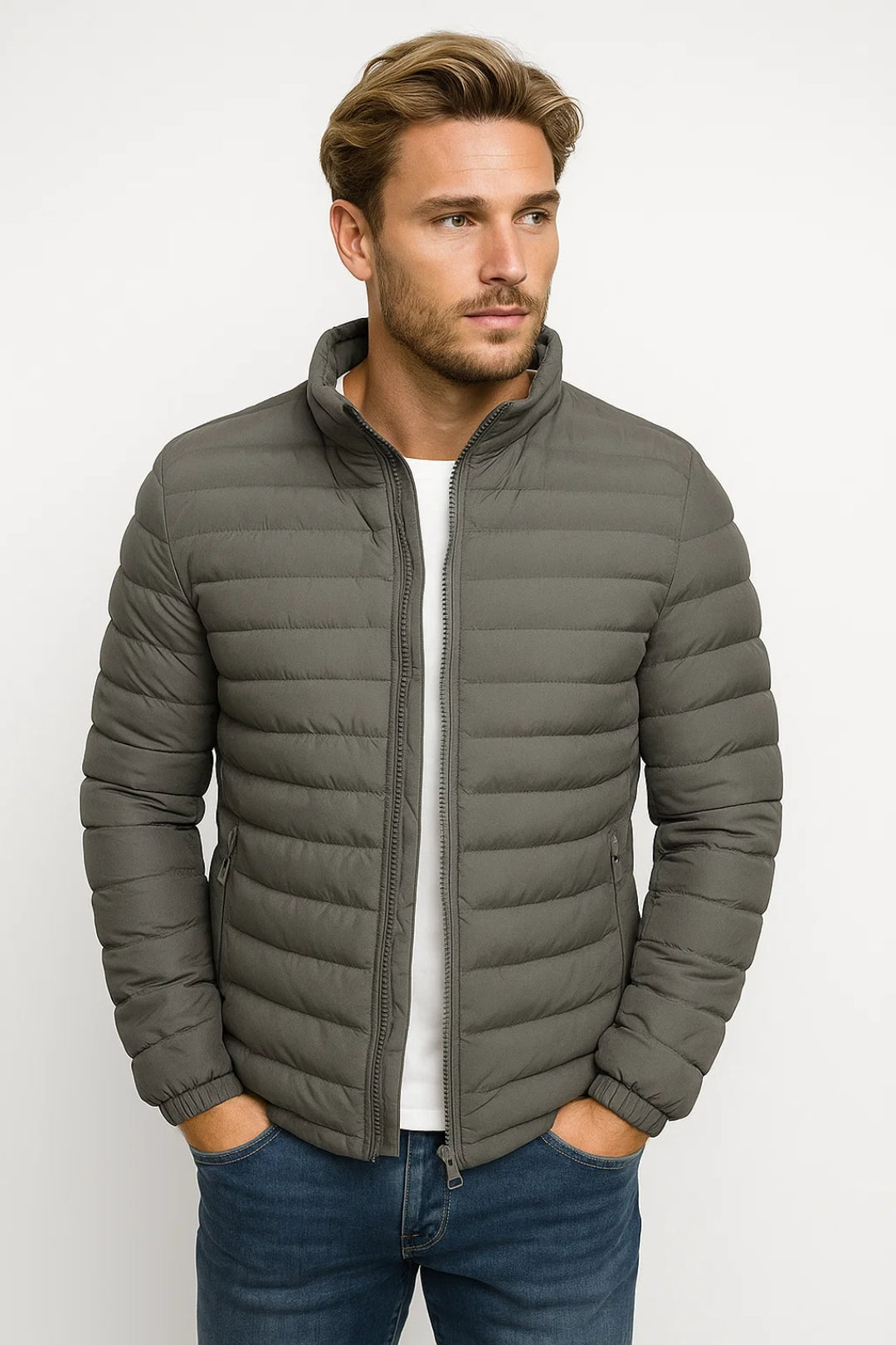 Herren Jacke | Steppdesign mit Stehkragen und Reißverschluss