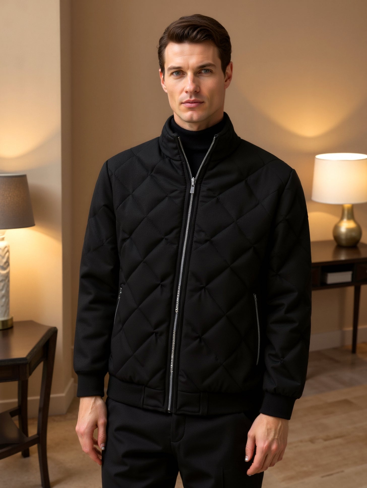 Herren Steppjacke | verlängerte Form mit durchgehendem Saumabschluss
