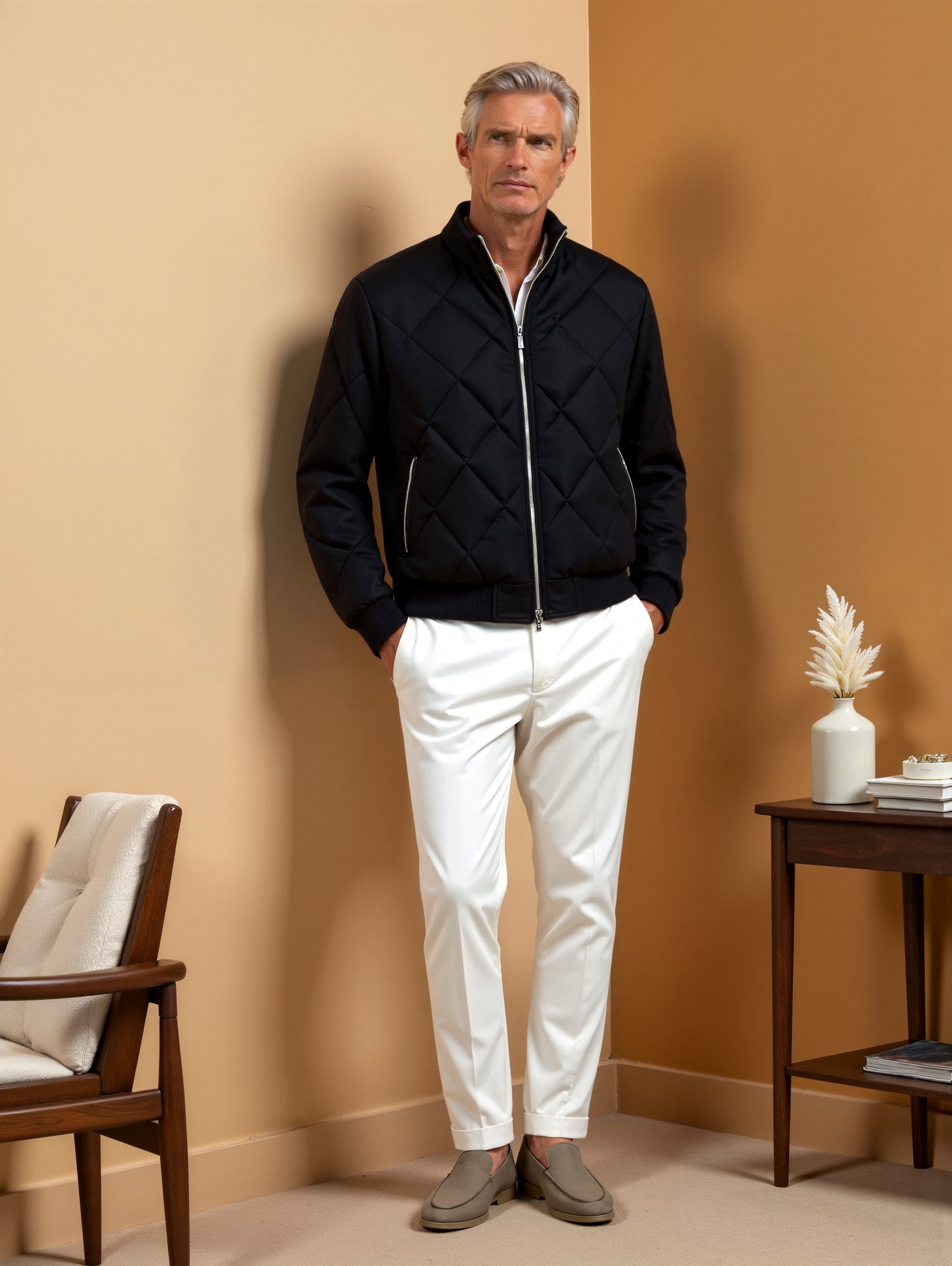 Herren Steppjacke | verlängerte Form mit durchgehendem Saumabschluss