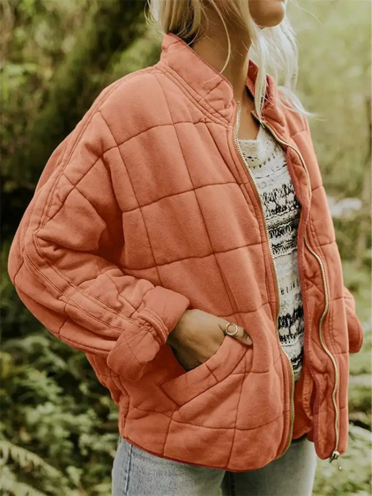 Damen Jacke | Quadratisches Steppmuster mit Reißverschluss