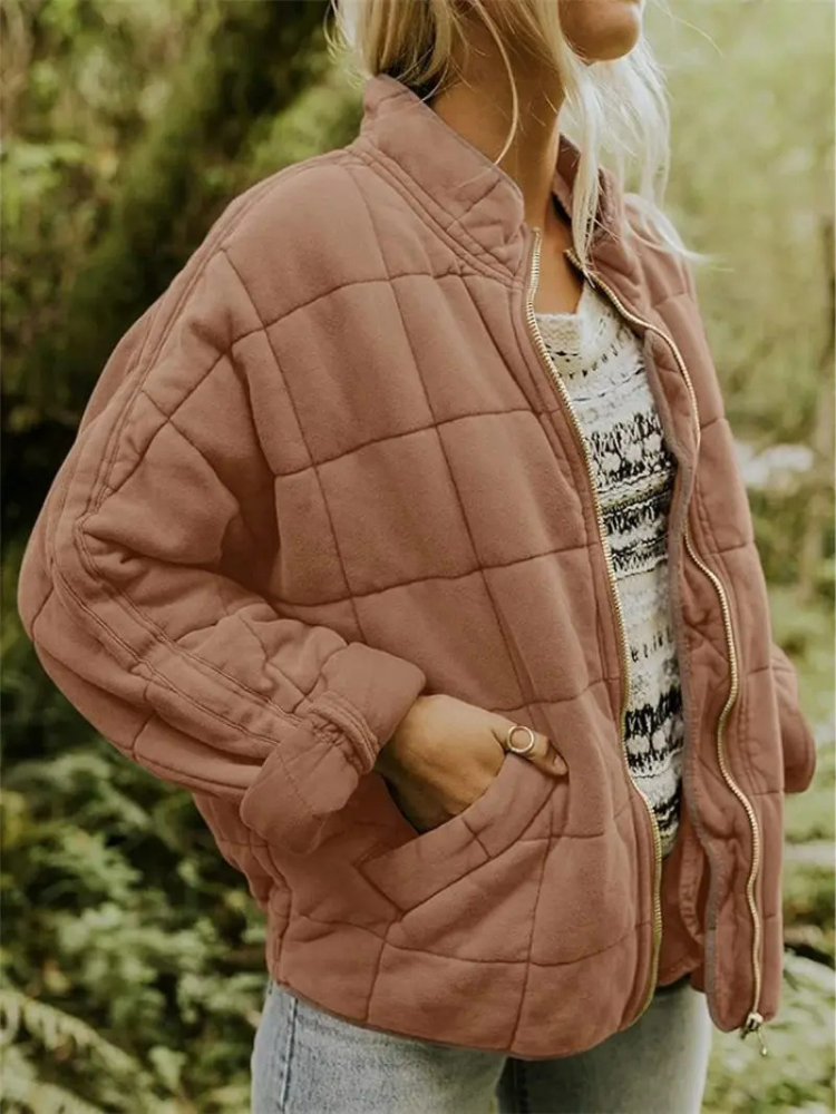 Damen Jacke | Quadratisches Steppmuster mit Reißverschluss