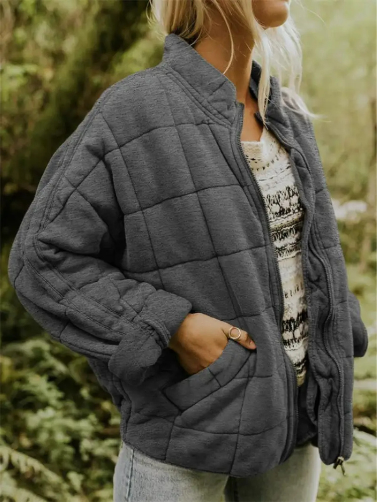Damen Jacke | Quadratisches Steppmuster mit Reißverschluss