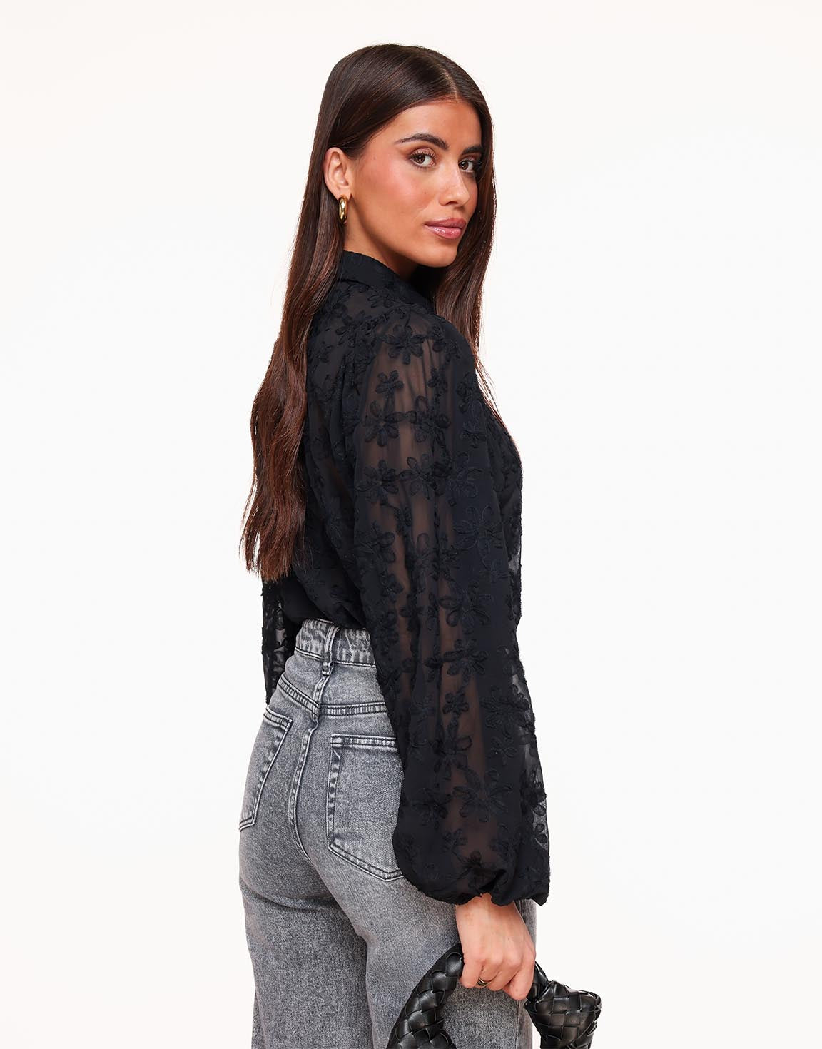 Bluse Damen | Knopfleiste mit langen Ärmeln