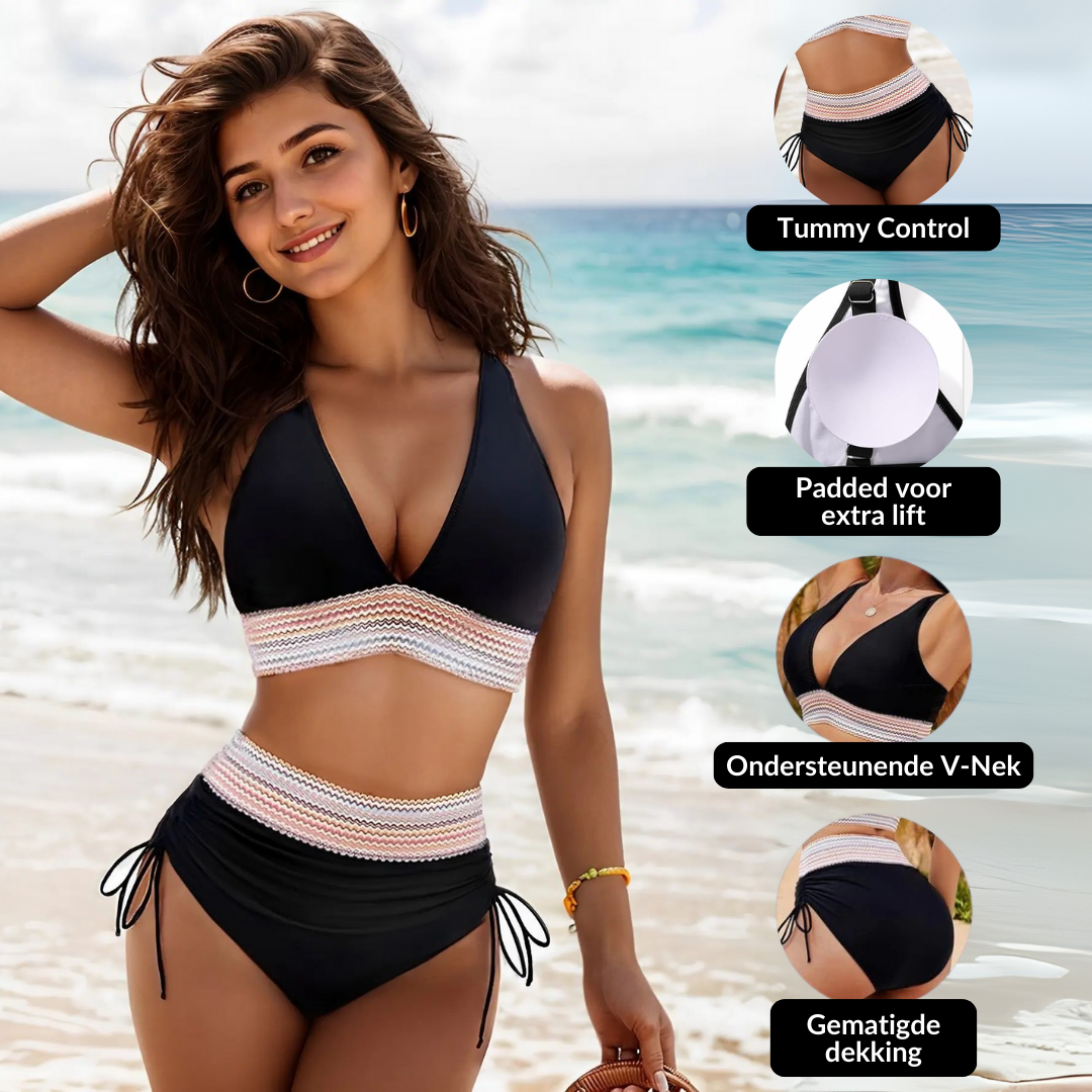 Bikini Damen | Halterneck Set mit strukturiertem Bund