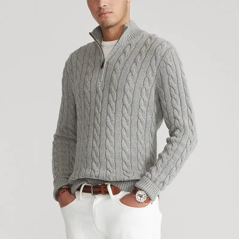 Pullover Herren | Half-Zip Hoher Kragen Gerade Passform