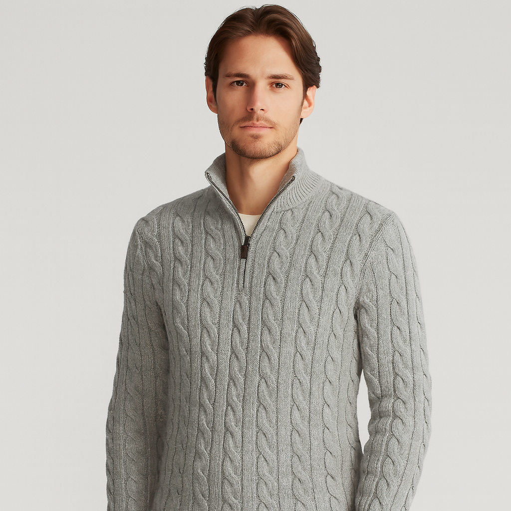 Pullover Herren | Half-Zip Hoher Kragen Gerade Passform