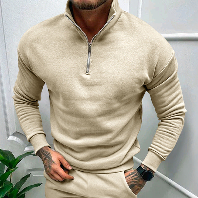 Herren Pullover | Stehkragen mit kurzem Reißverschluss