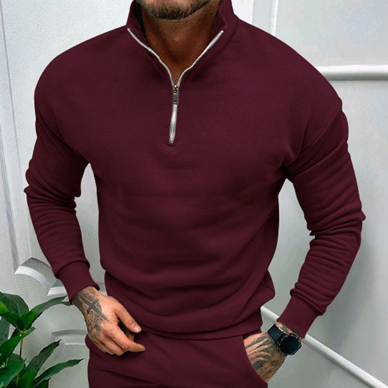Herren Pullover | Stehkragen mit kurzem Reißverschluss