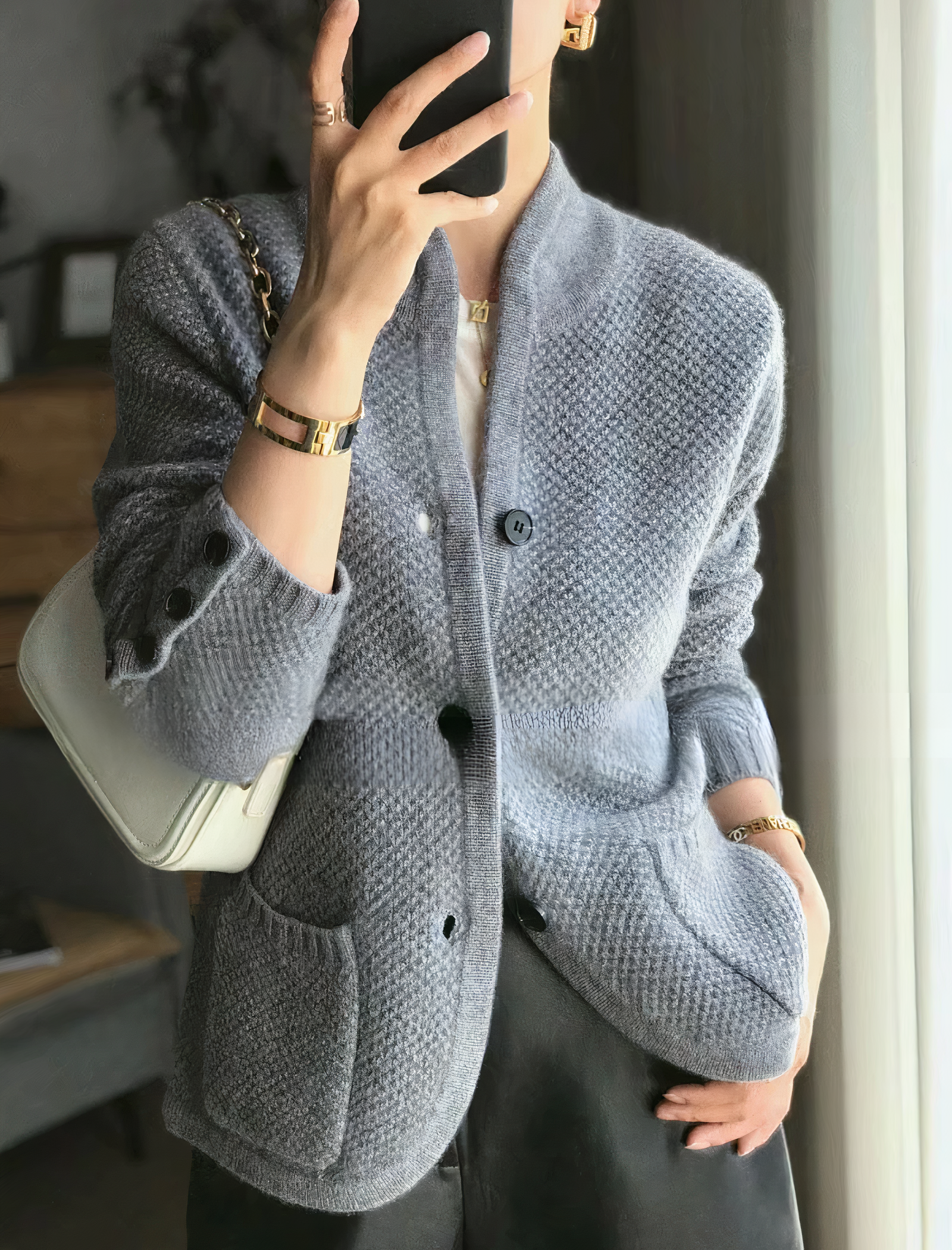 Damen Strickjacke | Lässige knöpfbare Form für Alltag