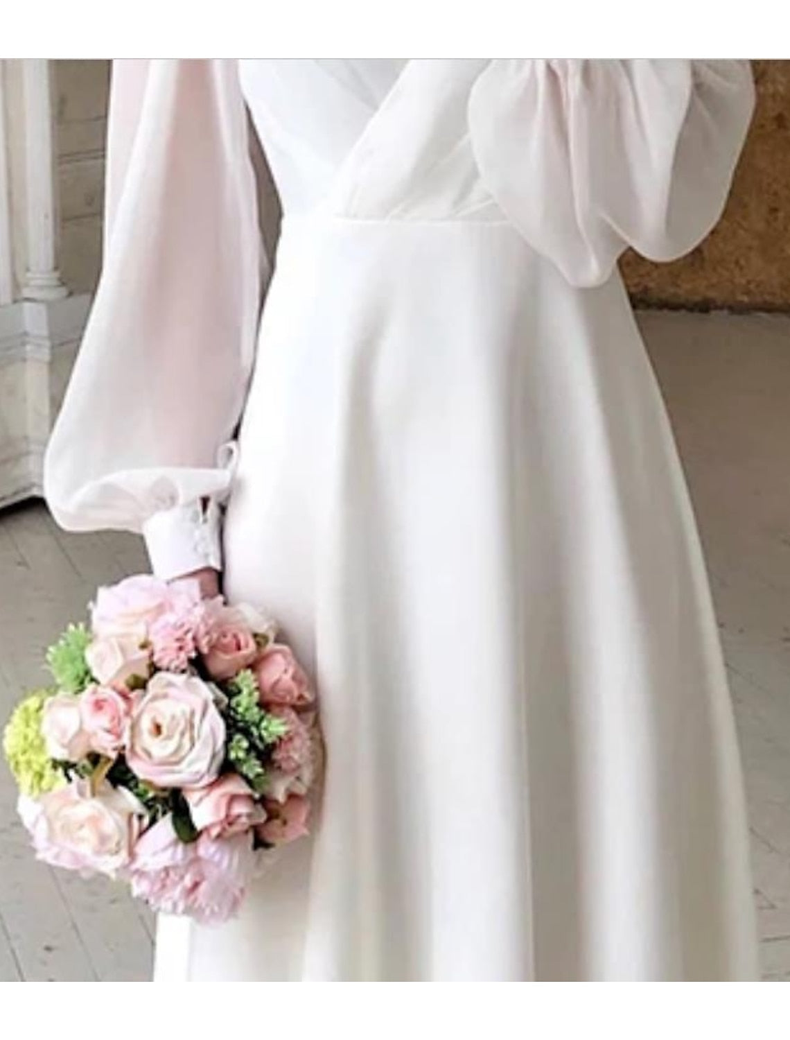 Damenkleid | Midi-Ausführung mit Puffärmeln