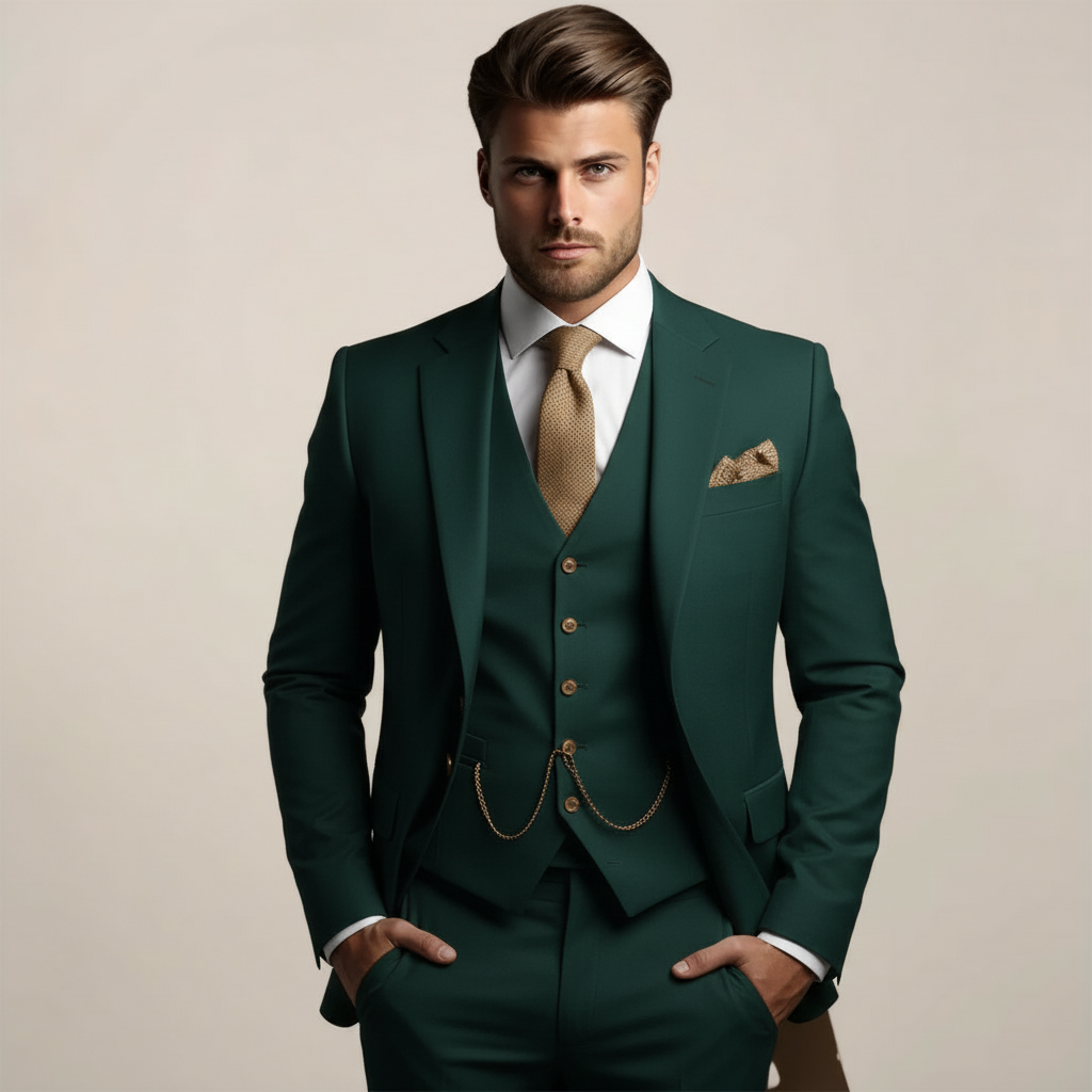 Herren Anzug | Dreiteilig mit Weste und Reverssakko