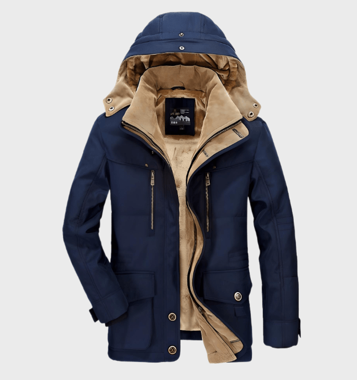 Herren Jacke | Kapuzenanbindung mit Frontverschluss und Taschen