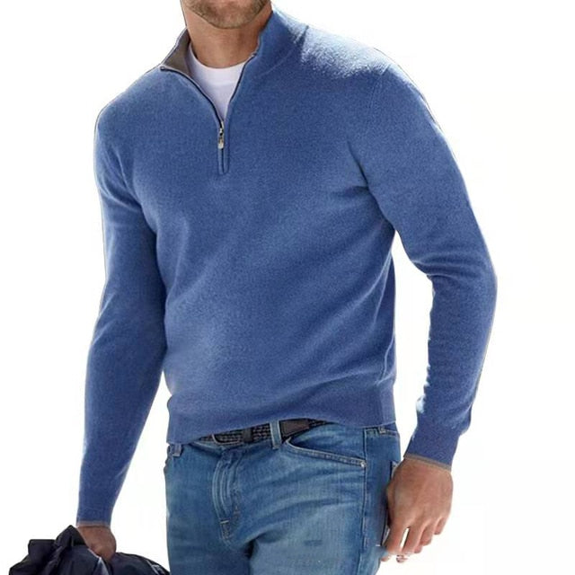 Herren Pullover | V-Ausschnitt mit Reißverschluss am Kragen