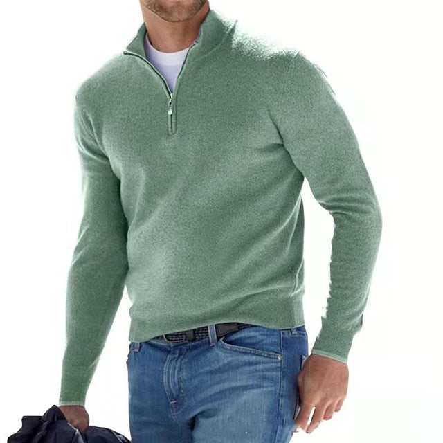 Herren Pullover | V-Ausschnitt mit Reißverschluss am Kragen