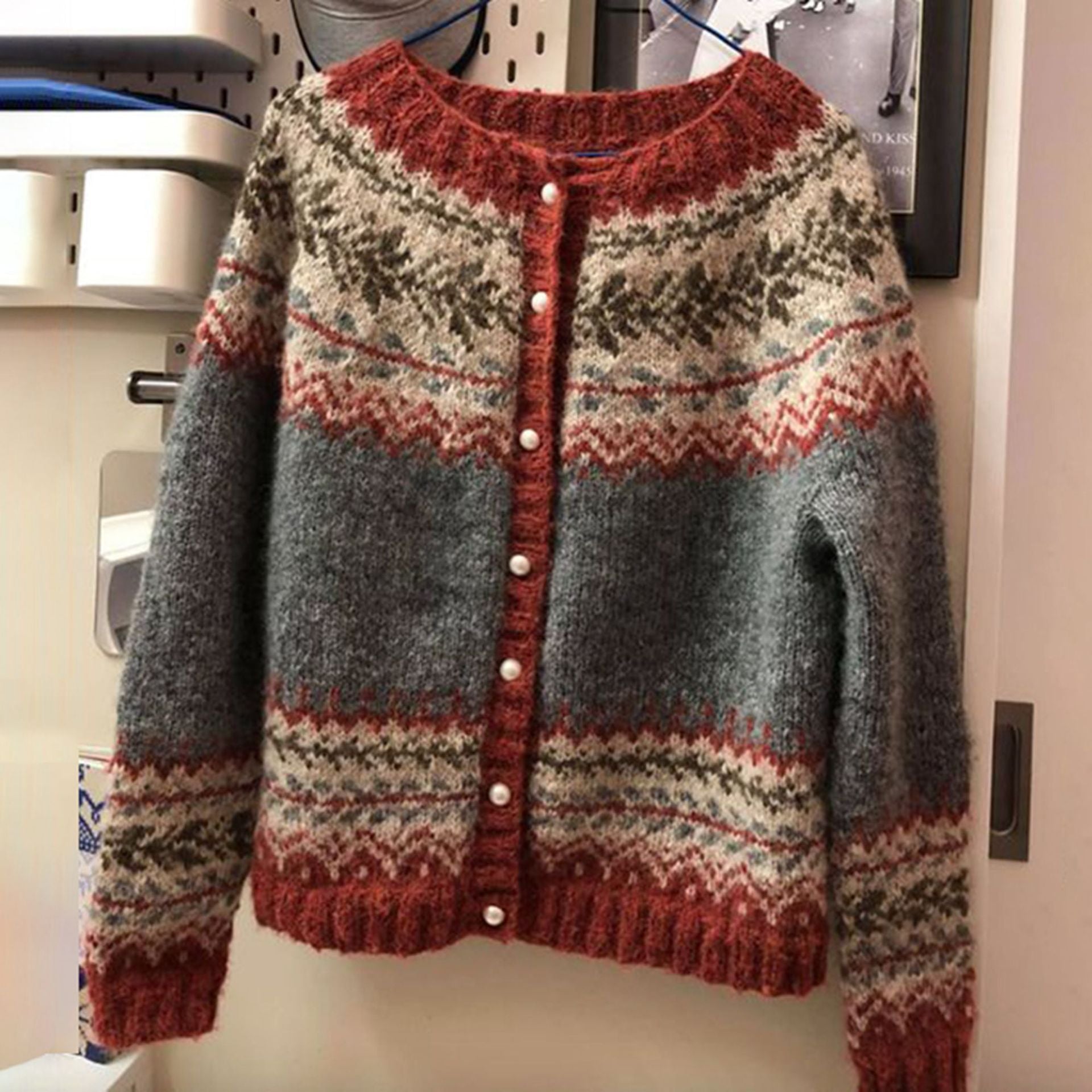 Damen Strickjacke | Gemusterte Ausführung mit Knopfleiste