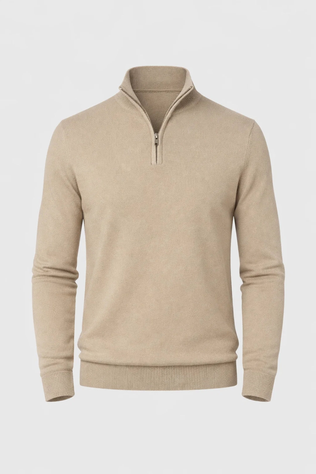 Herren Pullover | Stehkragen mit Reißverschluss und Bündchen