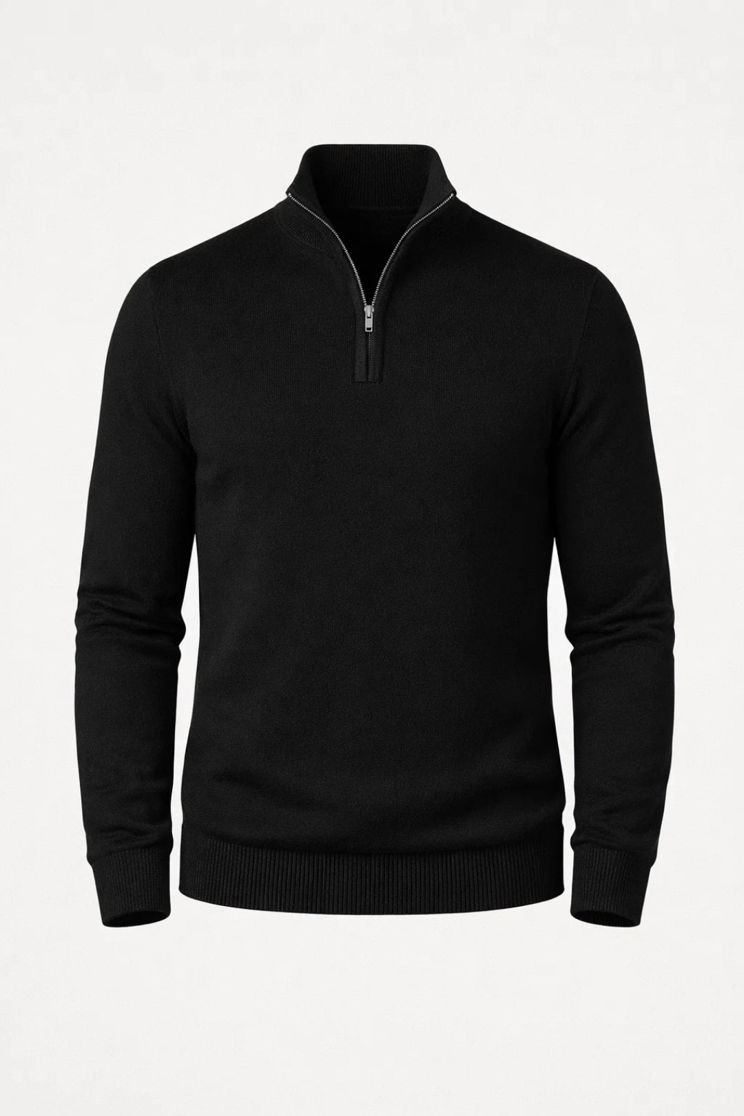 Herren Pullover | Stehkragen mit Reißverschluss und Bündchen