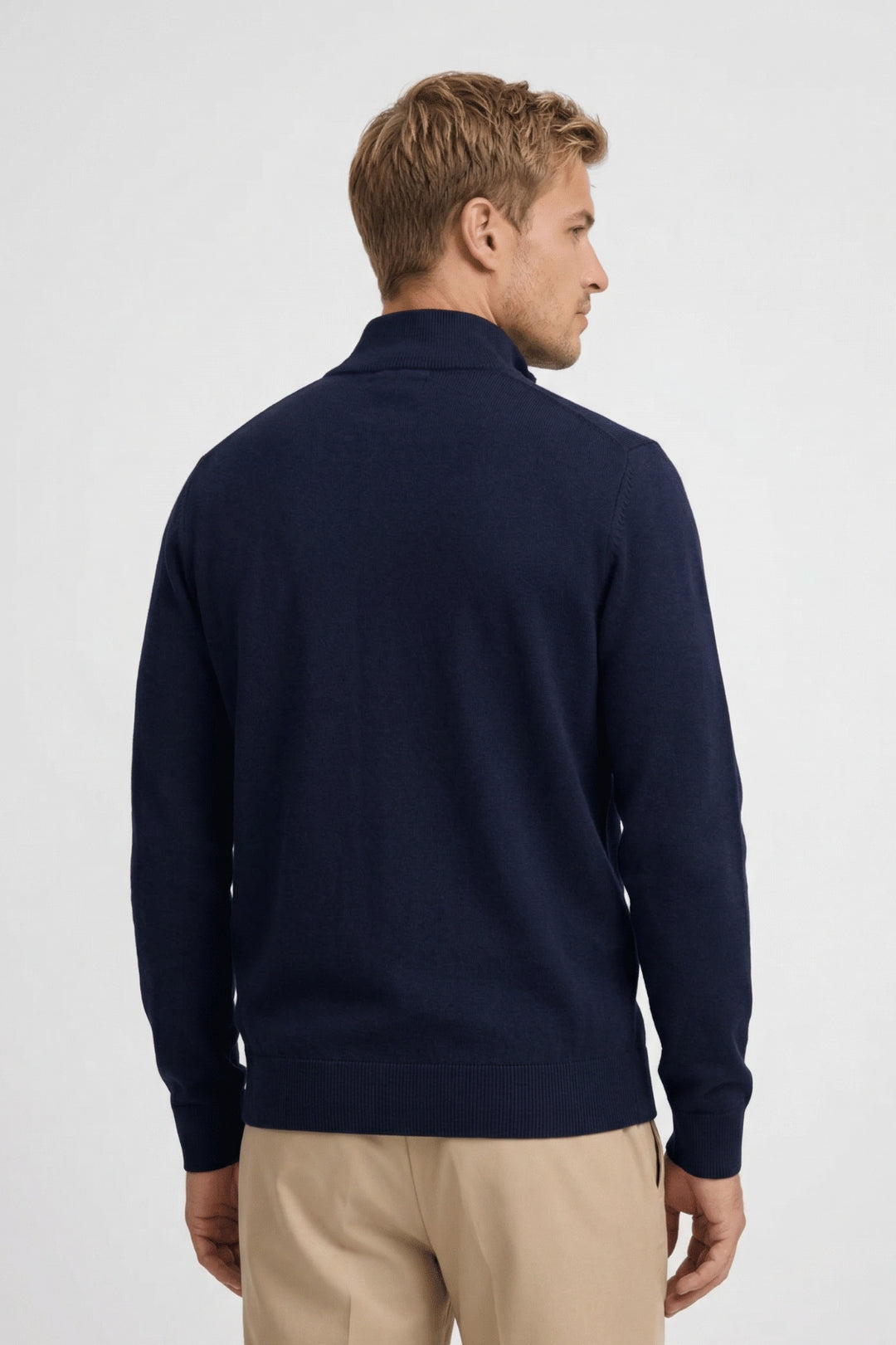 Herren Pullover | Stehkragen mit Reißverschluss und Bündchen