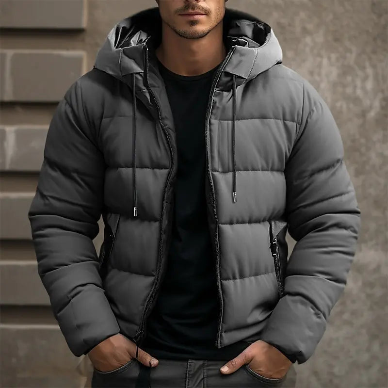 Herren Jacke Puffer | Kapuze und verlängerte Form