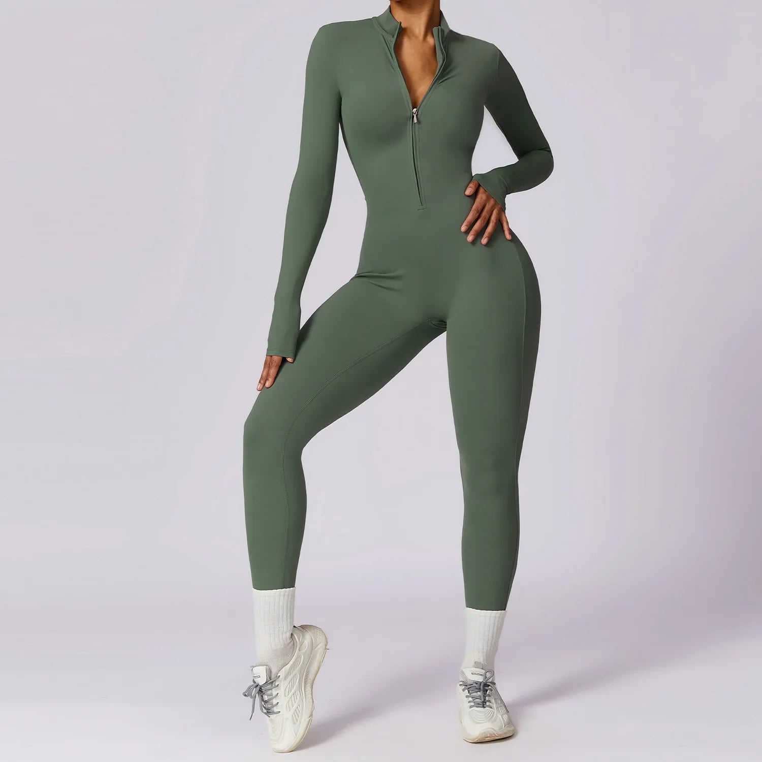 Jumpsuit Damen | Stehkragen mit Frontreißverschluss
