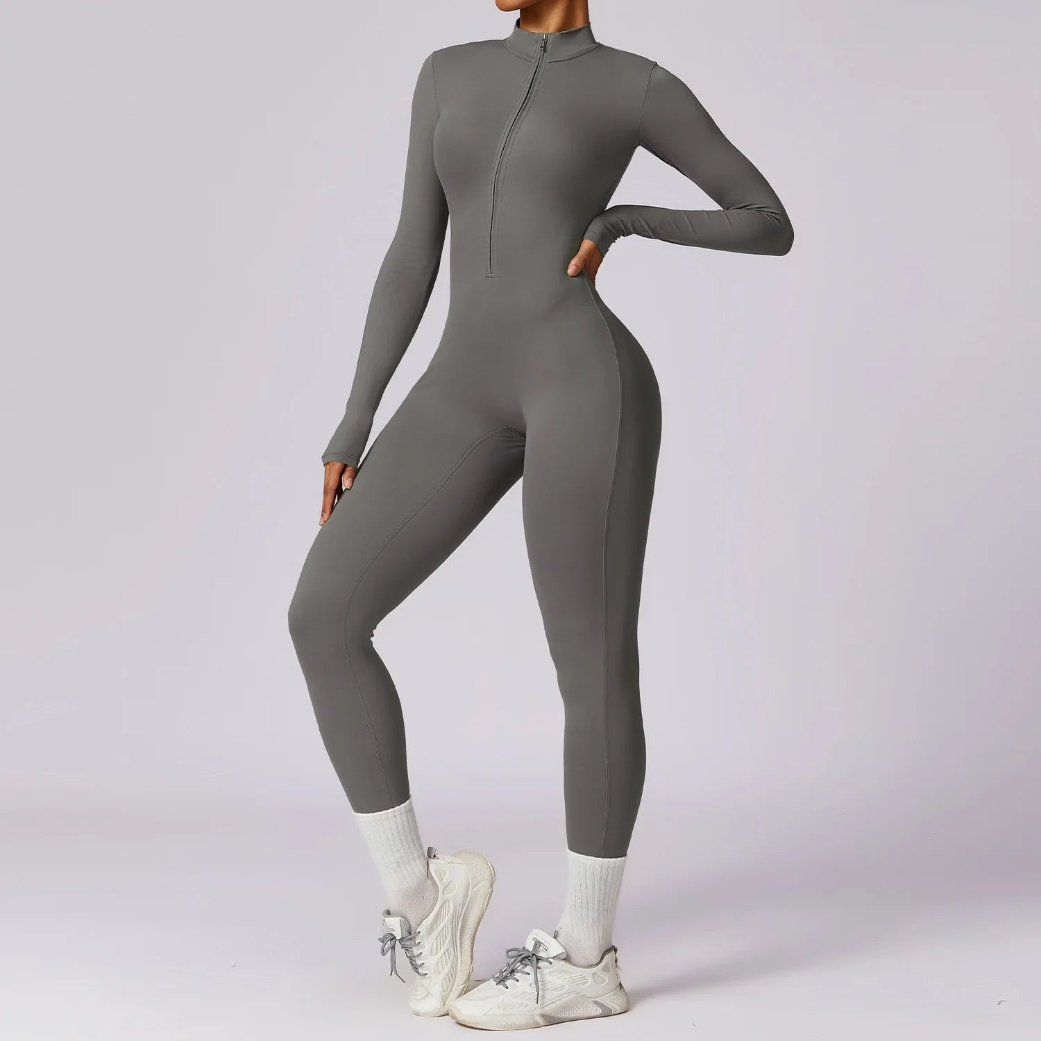 Jumpsuit Damen | Stehkragen mit Frontreißverschluss