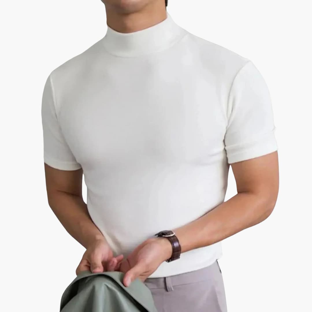 Herren T-Shirt | Stehkragen mit kurzer Ärmelstruktur