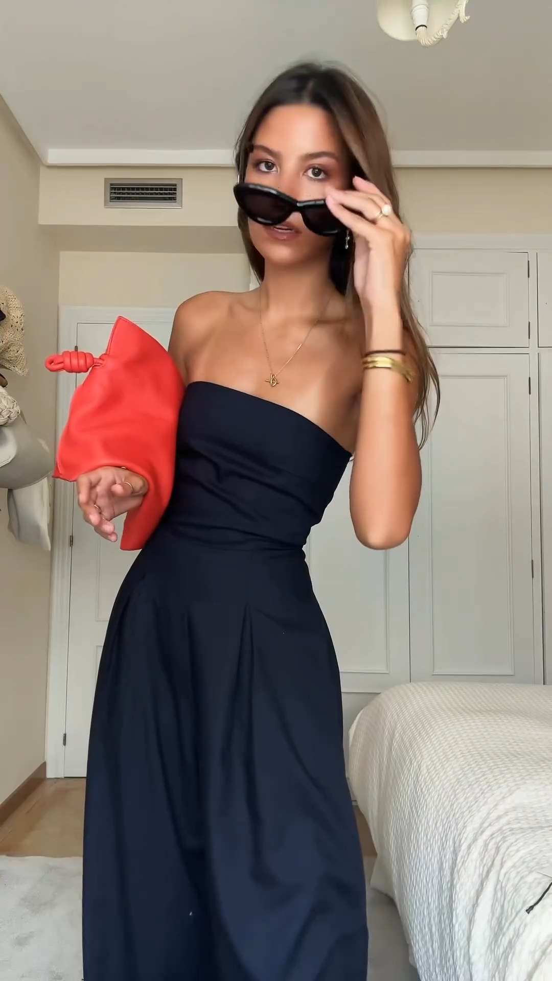 Jumpsuit Damen | Bandeau-Oberteil mit weitem Bein