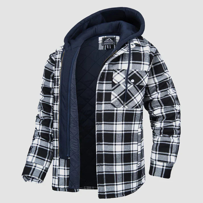Herren Jacke | Kapuze mit Knopfleiste und Brusttasche