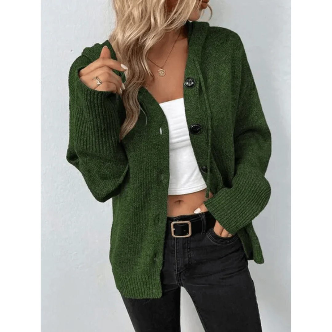 Damen Strickjacke | knöpfbare Front mit gerader Saumkante