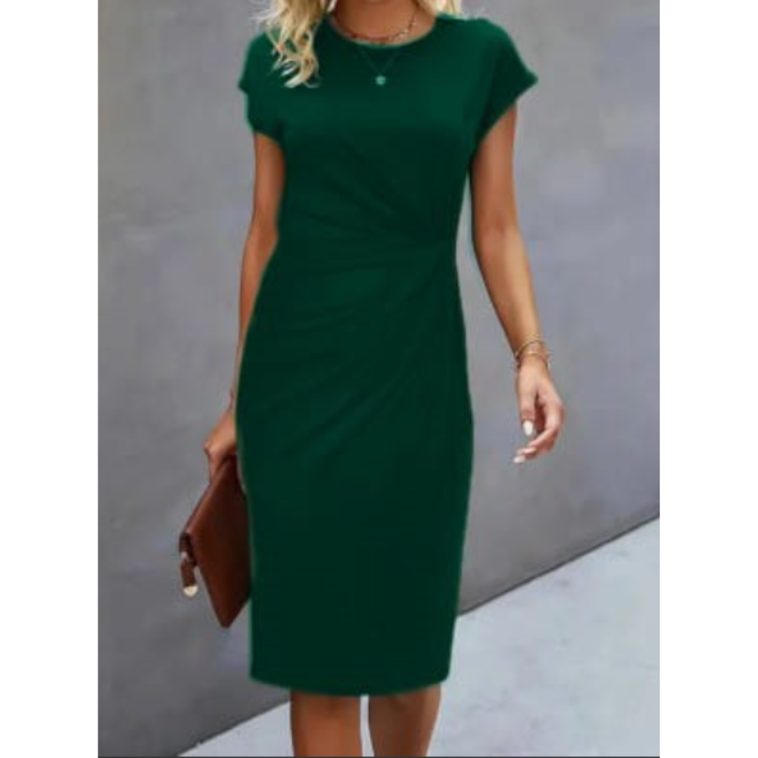 Damen Kleid | mittellange Form mit kurzen Ärmeln und klarer Silhouette